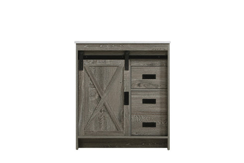 Elegant Lighting Austin Vanity Cabinet 1Dr 2Dw 30 Inch x34 Inch x22 Inch in Rustic Grey Model: VF90530RG