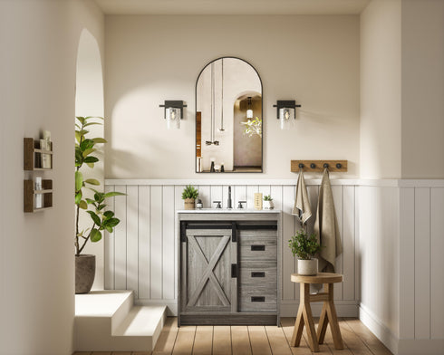 Elegant Lighting Austin Vanity Cabinet 1Dr 2Dw 30 Inch x34 Inch x22 Inch in Rustic Grey Model: VF90530RG