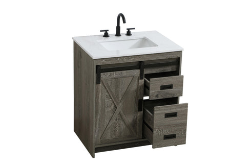 Elegant Lighting Austin Vanity Cabinet 1Dr 2Dw 30 Inch x34 Inch x22 Inch in Rustic Grey Model: VF90530RG