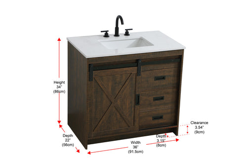 Elegant Lighting Austin Vanity Cabinet 1Dr 2Dw 36 Inch x34 Inch x22 Inch in Expresso Model: VF90536EX