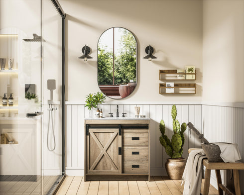 Elegant Lighting Austin Vanity Cabinet 1Dr 2Dw 36 Inch x34 Inch x22 Inch in Natural Oak Model: VF90536NT