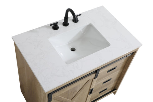 Elegant Lighting Austin Vanity Cabinet 1Dr 2Dw 36 Inch x34 Inch x22 Inch in Natural Oak Model: VF90536NT