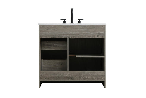 Elegant Lighting Austin Vanity Cabinet 1Dr 2Dw 36 Inch x34 Inch x22 Inch in Rustic Grey Model: VF90536RG