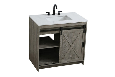 Elegant Lighting Austin Vanity Cabinet 1Dr 2Dw 36 Inch x34 Inch x22 Inch in Rustic Grey Model: VF90536RG