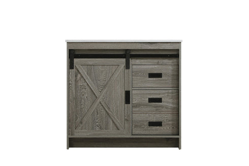 Elegant Lighting Austin Vanity Cabinet 1Dr 2Dw 36 Inch x34 Inch x22 Inch in Rustic Grey Model: VF90536RG