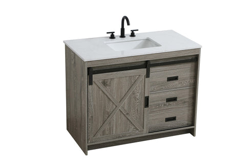 Elegant Lighting Austin Vanity Cabinet 1Dr 2Dw 42 Inch x34 Inch x22 Inch in Rustic Grey Model: VF90542RG
