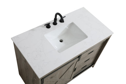 Elegant Lighting Austin Vanity Cabinet 1Dr 2Dw 42 Inch x34 Inch x22 Inch in Rustic Grey Model: VF90542RG