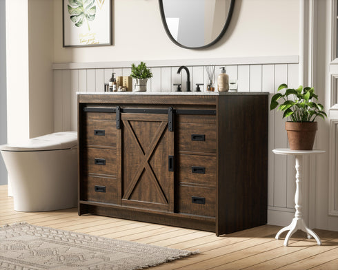 Elegant Lighting Austin Vanity Cabinet 1Dr 4Dw 48 Inch x34 Inch x22 Inch in Expresso Model: VF90548EX