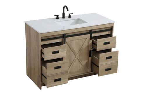 Elegant Lighting Austin Vanity Cabinet 1Dr 4Dw 48 Inch x34 Inch x22 Inch in Natural Oak Model: VF90548NT