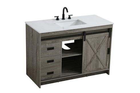 Elegant Lighting Austin Vanity Cabinet 1Dr 4Dw 48 Inch x34 Inch x22 Inch in Rustic Grey Model: VF90548RG