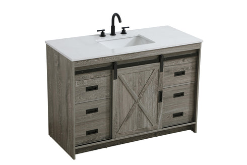 Elegant Lighting Austin Vanity Cabinet 1Dr 4Dw 48 Inch x34 Inch x22 Inch in Rustic Grey Model: VF90548RG