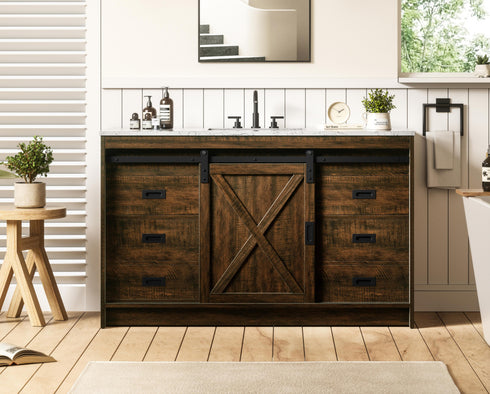 Elegant Lighting Austin Vanity Cabinet 1Dr 4Dw 54 Inch x34 Inch x22 Inch in Expresso Model: VF90554EX