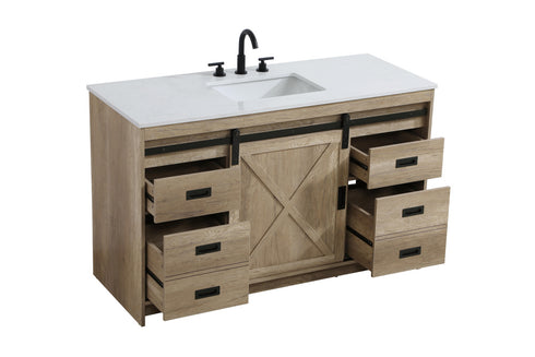 Elegant Lighting Austin Vanity Cabinet 1Dr 4Dw 54 Inch x34 Inch x22 Inch in Natural Oak Model: VF90554NT
