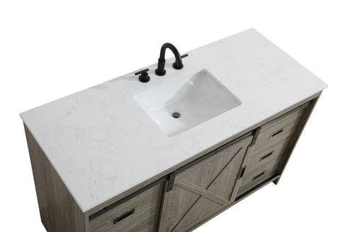 Elegant Lighting Austin Vanity Cabinet 1Dr 4Dw 54 Inch x34 Inch x22 Inch in Rustic Grey Model: VF90554RG