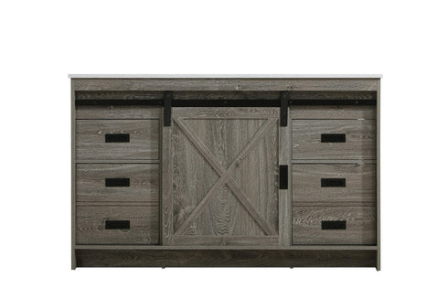 Elegant Lighting Austin Vanity Cabinet 1Dr 4Dw 54 Inch x34 Inch x22 Inch in Rustic Grey Model: VF90554RG