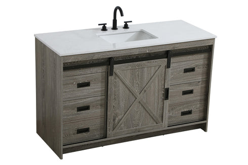 Elegant Lighting Austin Vanity Cabinet 1Dr 4Dw 54 Inch x34 Inch x22 Inch in Rustic Grey Model: VF90554RG