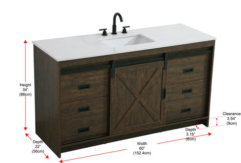 Elegant Lighting Austin Vanity Cabinet 1Dr 4Dw 60 Inch x34 Inch x22 Inch in Expresso Model: VF90560EX