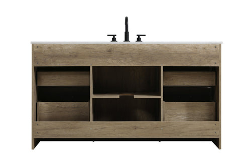 Elegant Lighting Austin Vanity Cabinet 1Dr 4Dw 60 Inch x34 Inch x22 Inch in Natural Oak Model: VF90560NT