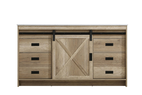 Elegant Lighting Austin Vanity Cabinet 1Dr 4Dw 60 Inch x34 Inch x22 Inch in Natural Oak Model: VF90560NT