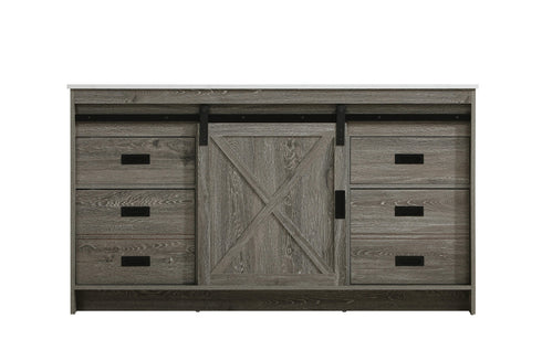 Elegant Lighting Austin Vanity Cabinet 1Dr 4Dw 60 Inch x34 Inch x22 Inch in Rustic Grey Model: VF90560RG