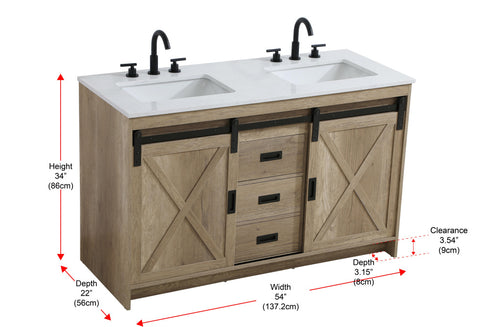 Elegant Lighting Austin Vanity Cabinet 2Dr 2Dw 54 Inch x34 Inch x22 Inch in Natural Oak Model: VF90554DNT