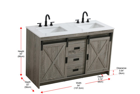 Elegant Lighting Austin Vanity Cabinet 2Dr 2Dw 54 Inch x34 Inch x22 Inch in Rustic Grey Model: VF90554DRG