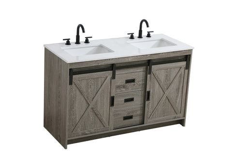 Elegant Lighting Austin Vanity Cabinet 2Dr 2Dw 54 Inch x34 Inch x22 Inch in Rustic Grey Model: VF90554DRG