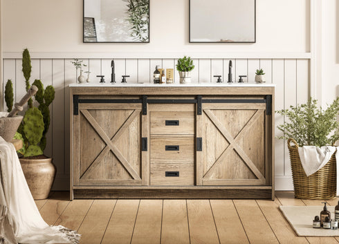 Elegant Lighting Austin Vanity Cabinet 2Dr 2Dw 60 Inch x34 Inch x22 Inch in Natural Oak Model: VF90560DNT