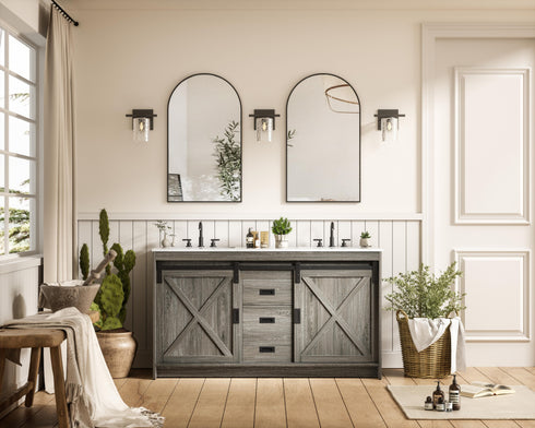 Elegant Lighting Austin Vanity Cabinet 2Dr 2Dw 60 Inch x34 Inch x22 Inch in Rustic Grey Model: VF90560DRG