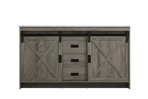 Elegant Lighting Austin Vanity Cabinet 2Dr 2Dw 60 Inch x34 Inch x22 Inch in Rustic Grey Model: VF90560DRG