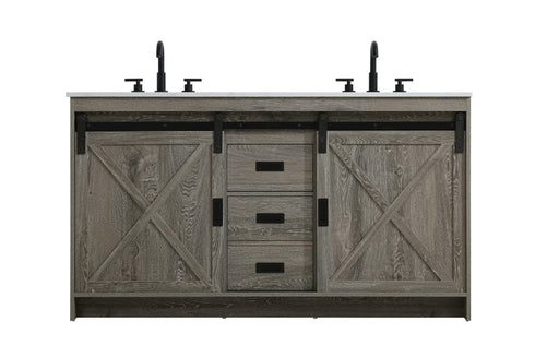 Elegant Lighting Austin Vanity Cabinet 2Dr 2Dw 60 Inch x34 Inch x22 Inch in Rustic Grey Model: VF90560DRG