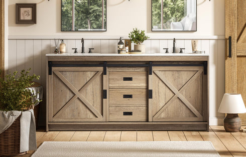 Elegant Lighting Austin Vanity Cabinet 2Dr 2Dw 72 Inch x34 Inch x22 Inch in Natural Oak Model: VF90572DNT