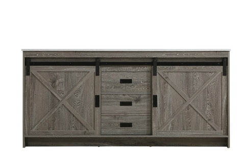 Elegant Lighting Austin Vanity Cabinet 2Dr 2Dw 72 Inch x34 Inch x22 Inch in Rustic Grey Model: VF90572DRG