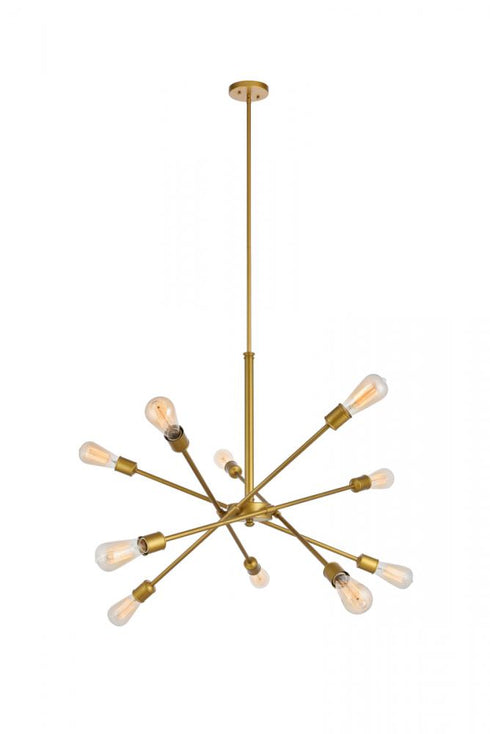 Elegant Lighting Axel 10 Lights in Brass Pendant Model: LD8019D28BR