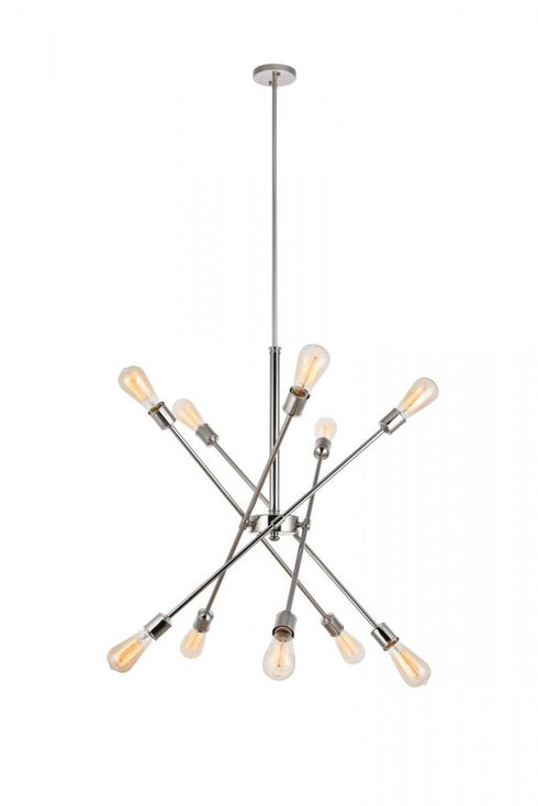 Elegant Lighting Axel 10 Lights polished Nickel Pendant Model: LD8018D28PN