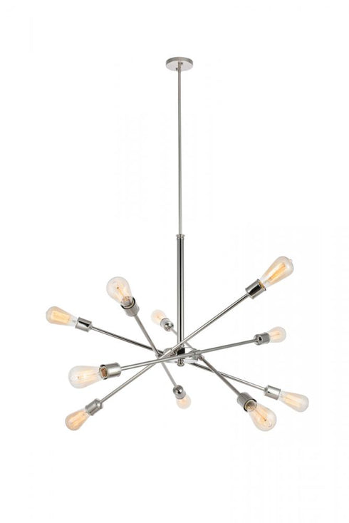 Elegant Lighting Axel 10 Lights polished Nickel Pendant Model: LD8018D28PN