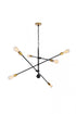 Elegant Lighting Axel 6 Lights Black Pendant in Black and Brass Finish Model: LD8009D42BK