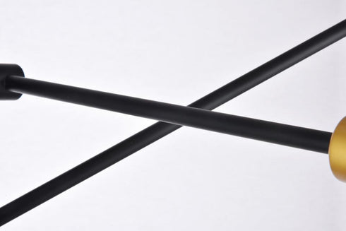 Elegant Lighting Axel 6 Lights Black Pendant in Black and Brass Finish Model: LD8009D42BK