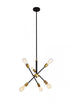 Elegant Lighting Axel 6 Lights Black Pendant in Black and Brass Finish Model: LD8015D18BK