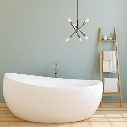 Elegant Lighting Axel 6 Lights Black Pendant in Black and Brass Finish Model: LD8015D18BK
