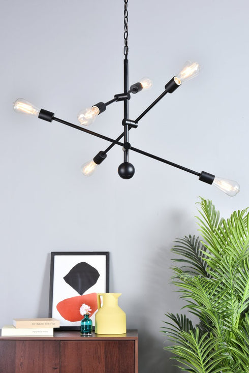 Elegant Lighting Axel 6 lights black pendant with chain Model: LD8006D29BLA