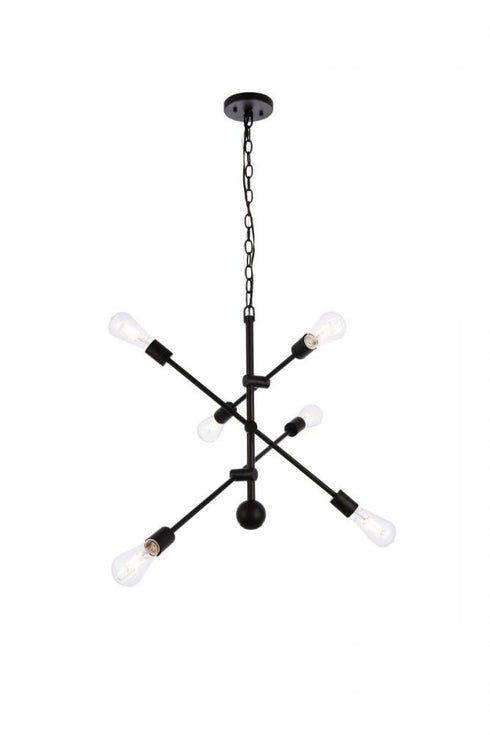Elegant Lighting Axel 6 lights black pendant with chain Model: LD8006D29BLA