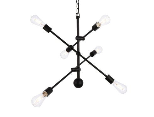 Elegant Lighting Axel 6 lights black pendant with chain Model: LD8006D29BLA