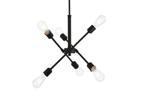Elegant Lighting Axel 6 lights black pendant with hanging rod Model: LD8015D18BLA