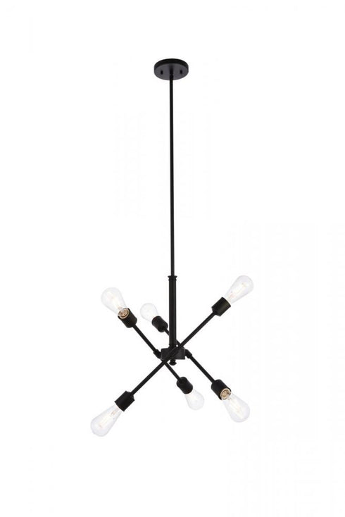 Elegant Lighting Axel 6 lights black pendant with hanging rod Model: LD8015D18BLA