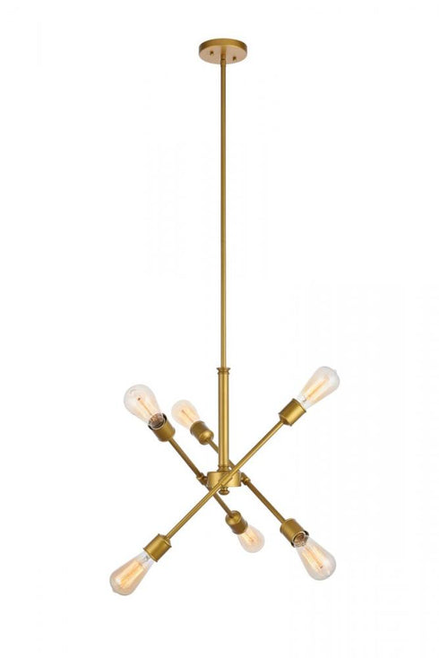 Elegant Lighting Axel 6 Lights in Brass Pendant Model: LD8017D18BR