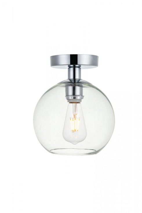 Elegant Lighting Baxter 1 Light Black Flush Mount With Clear Glass in Black and Clear Finish Model: LD2204BK