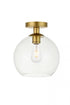 Elegant Lighting Baxter 1 Light Black Flush Mount With Clear Glass in Black and Clear Finish Model: LD2210BK