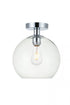 Elegant Lighting Baxter 1 Light Black Flush Mount With Clear Glass in Black and Clear Finish Model: LD2210BK