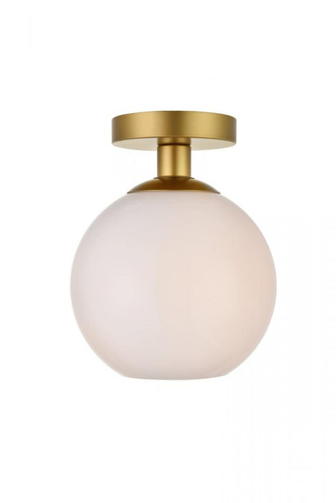 Elegant Lighting Baxter 1 Light Black Flush Mount With Frosted White Glass in Black and Frosted White Finish Model: LD2205BK